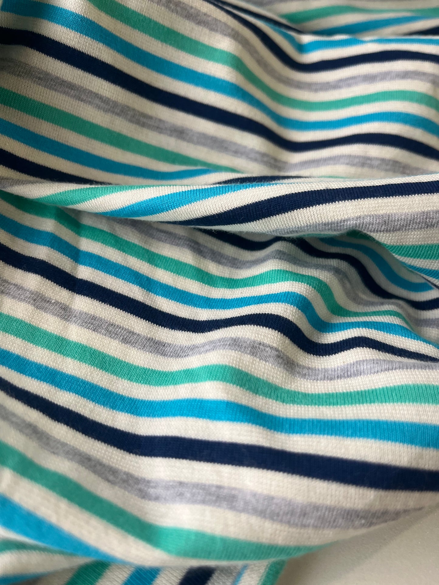 BLUE ZONE 017 cotton jersey stripes navy/turquoise/green