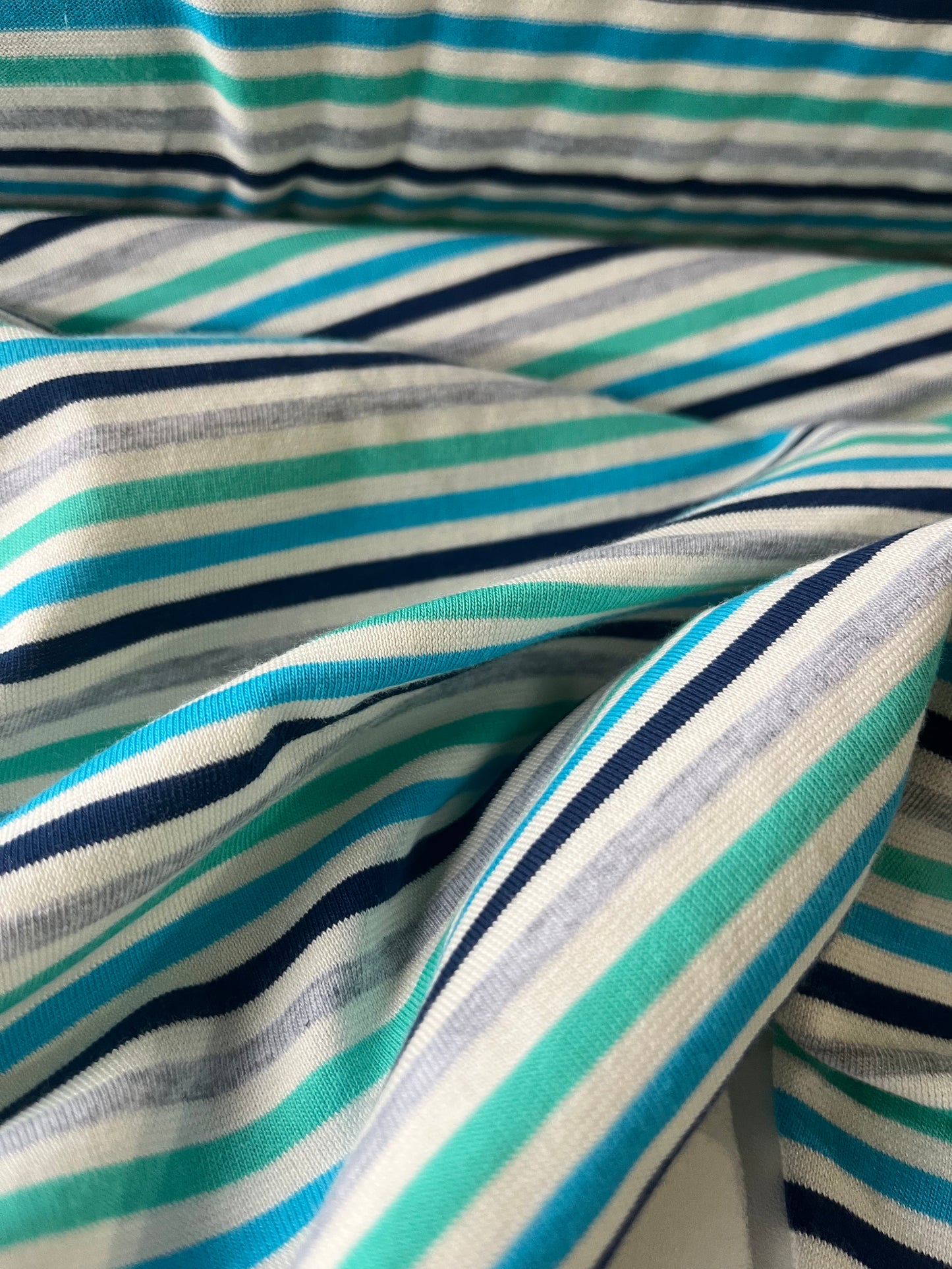 BLUE ZONE 017 cotton jersey stripes navy/turquoise/green
