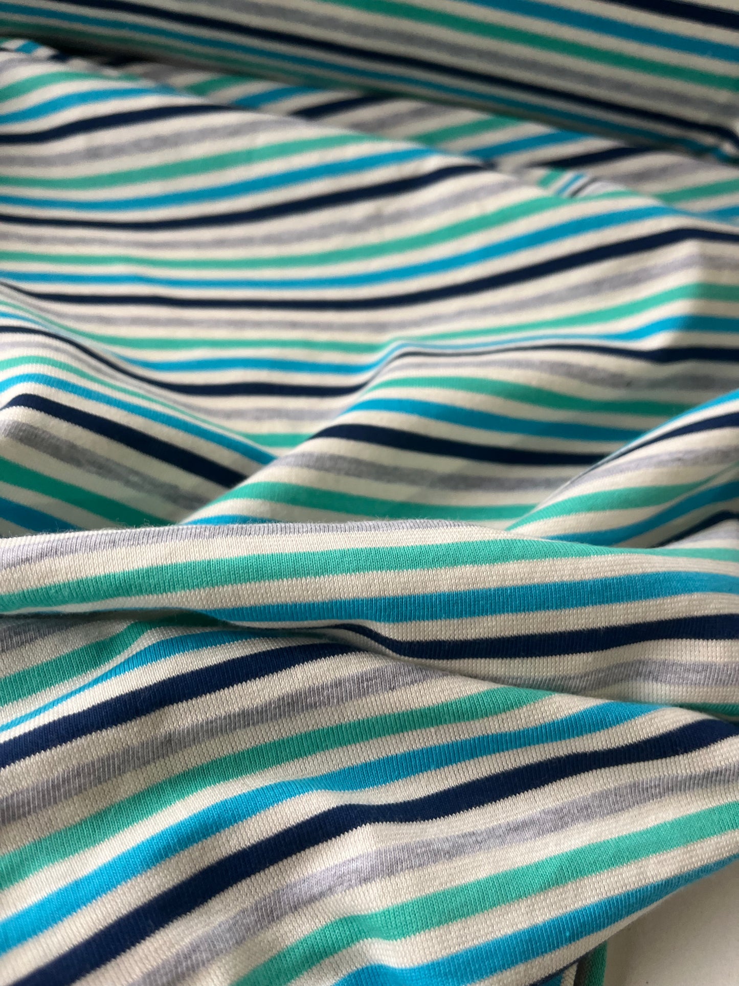 BLUE ZONE 017 cotton jersey stripes navy/turquoise/green