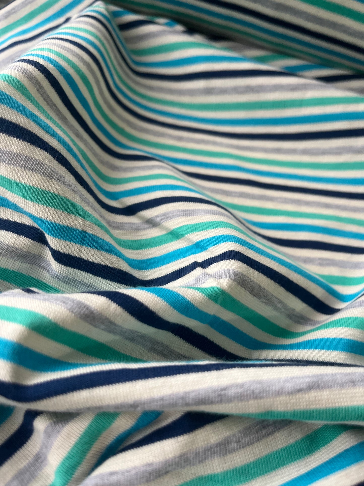 BLUE ZONE 017 cotton jersey stripes navy/turquoise/green