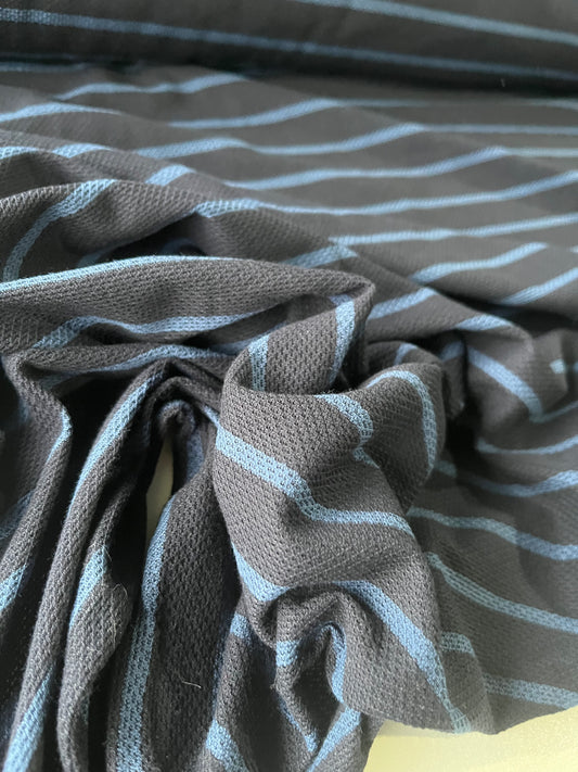 BLUE ZONE 018 cotton jersey piqué stripes navy/indigo