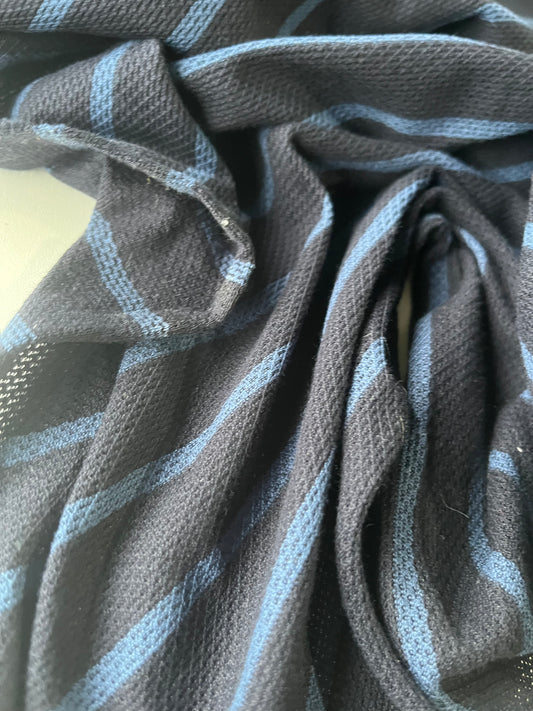 BLUE ZONE 018 cotton jersey piqué stripes navy/indigo