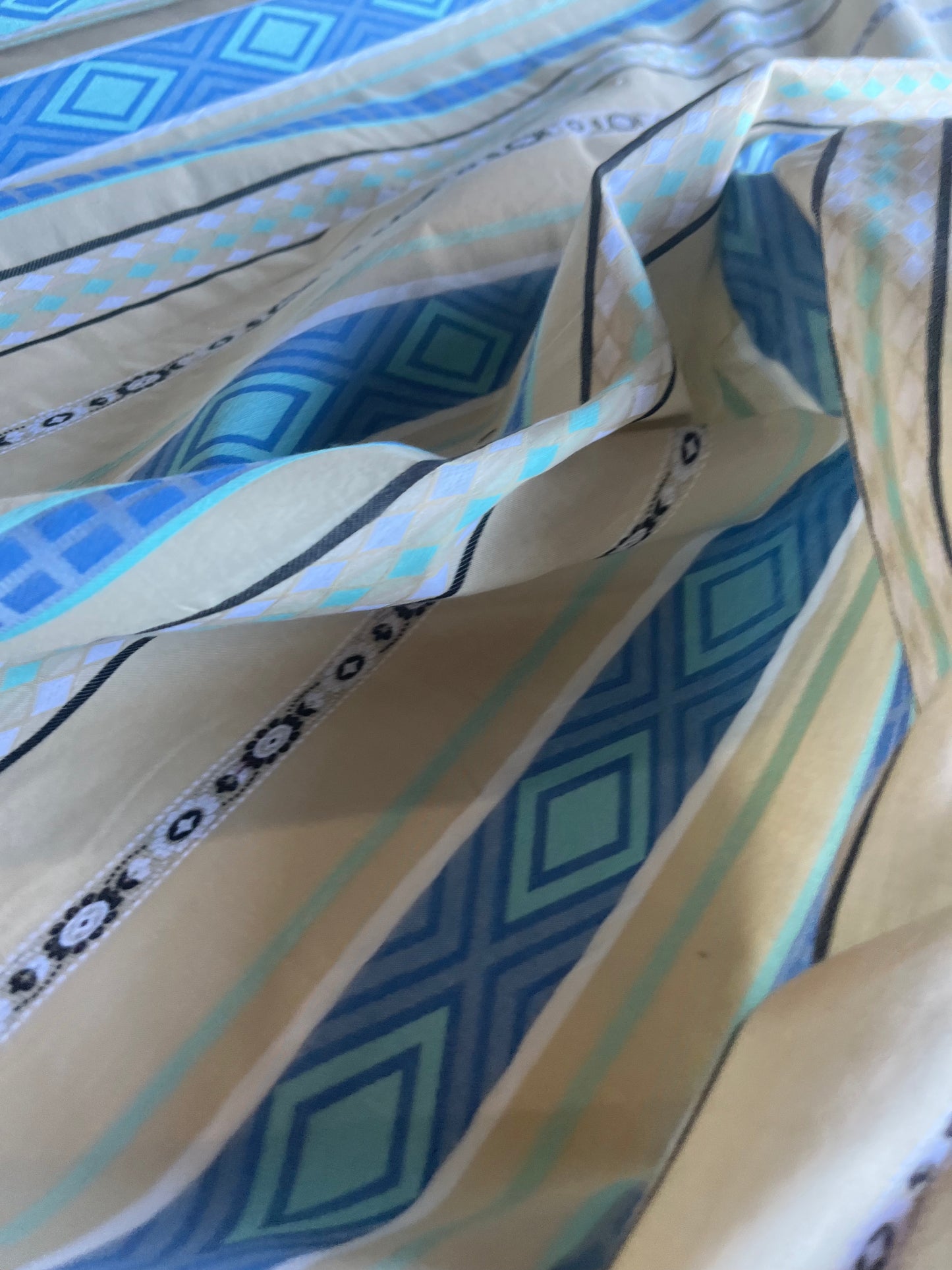 KAREN 022 jacquard with ethnical stripes sand/indigo/aqua