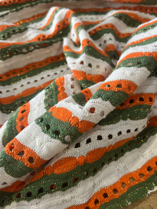Cesare 007 cotton fantasy crochet stripes orange/khaky