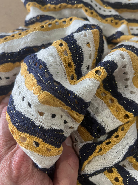 Cesare 008 cotton fantasy crochet stripes navy/yellow