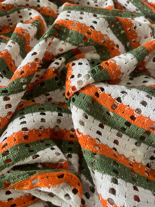 Cesare 009 cotton fantasy crochet stripes khaky/orange