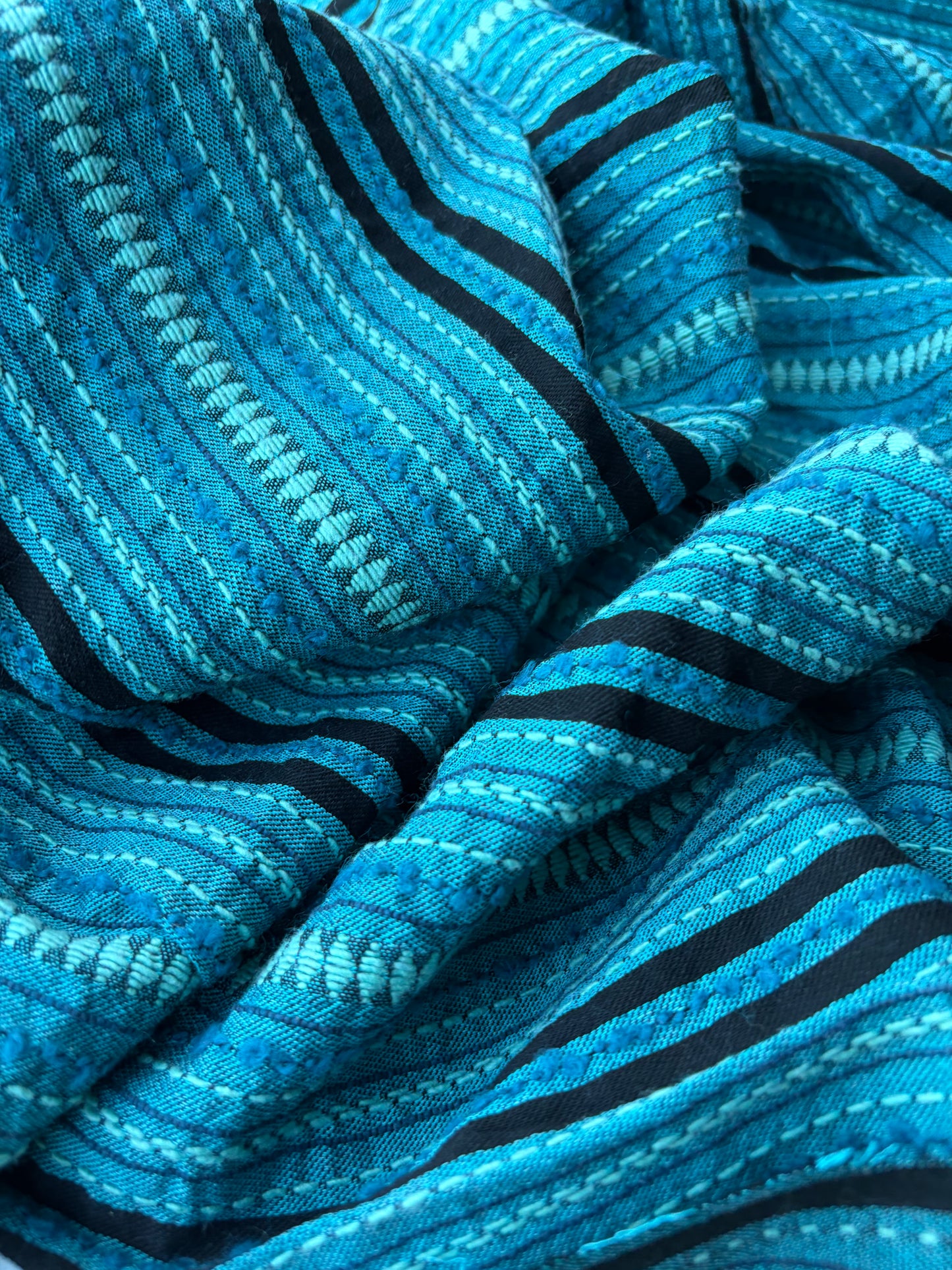 BURNS 017 petrol/black  cotton jacquard stripes