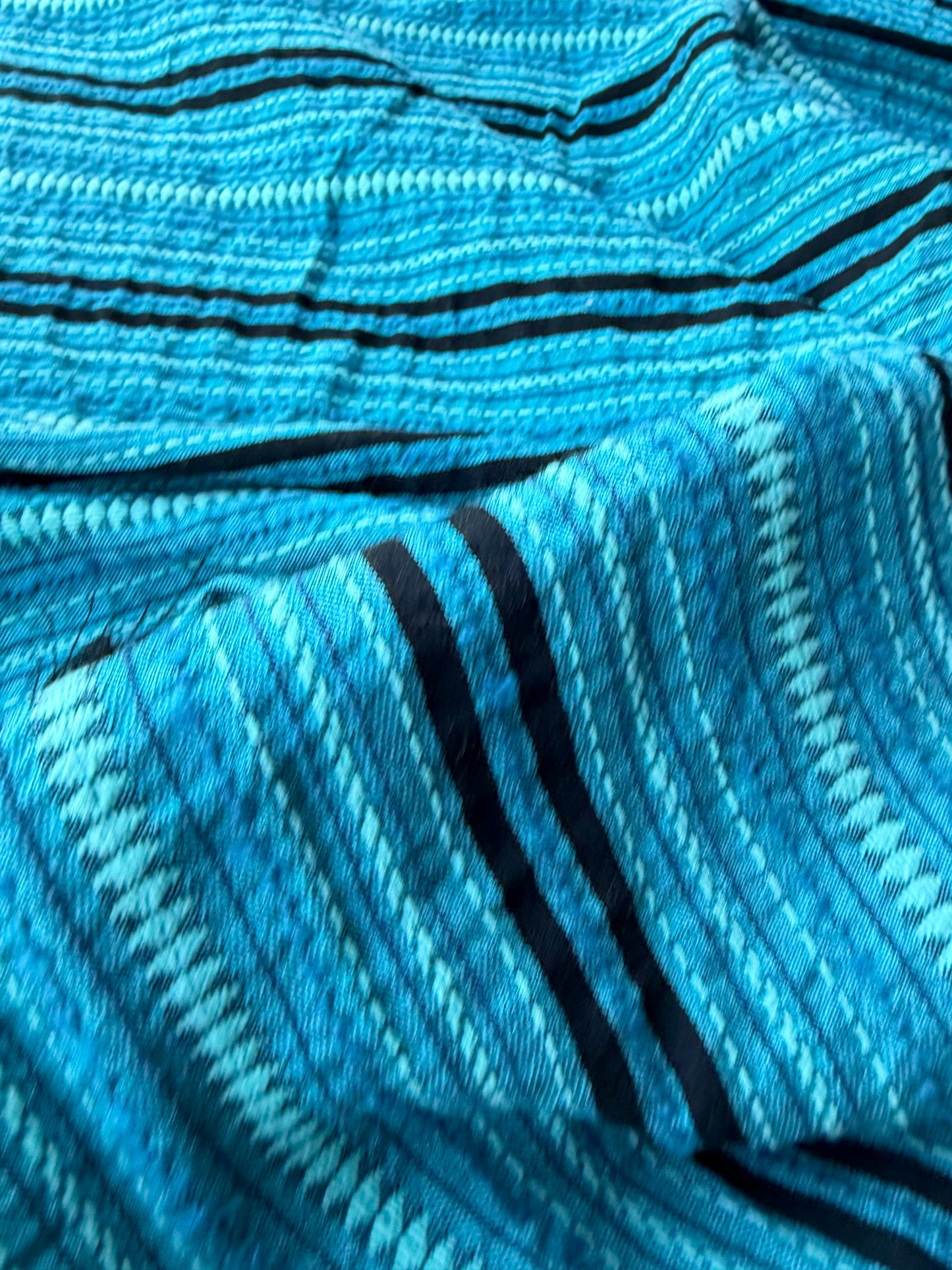BURNS 017 petrol/black  cotton jacquard stripes