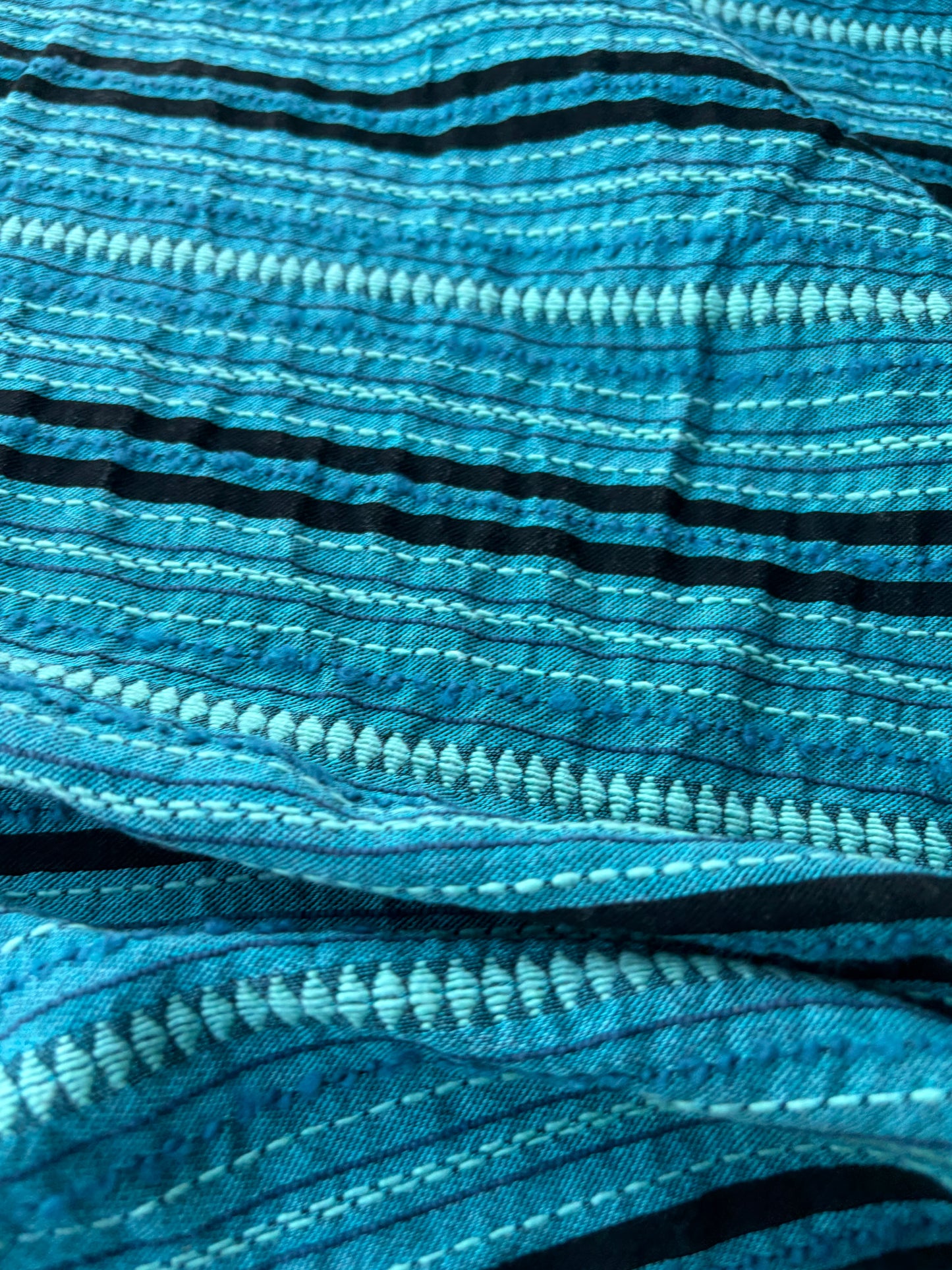 BURNS 017 petrol/black  cotton jacquard stripes