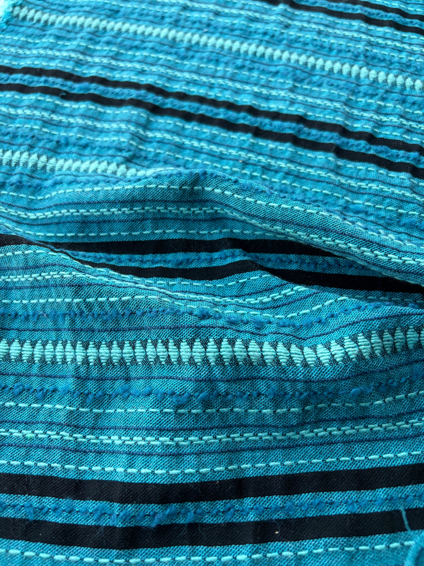 BURNS 017 petrol/black  cotton jacquard stripes