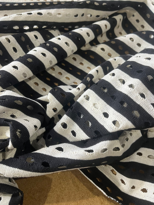 Cesare 011 cotton fantasy crochet stripes black/white