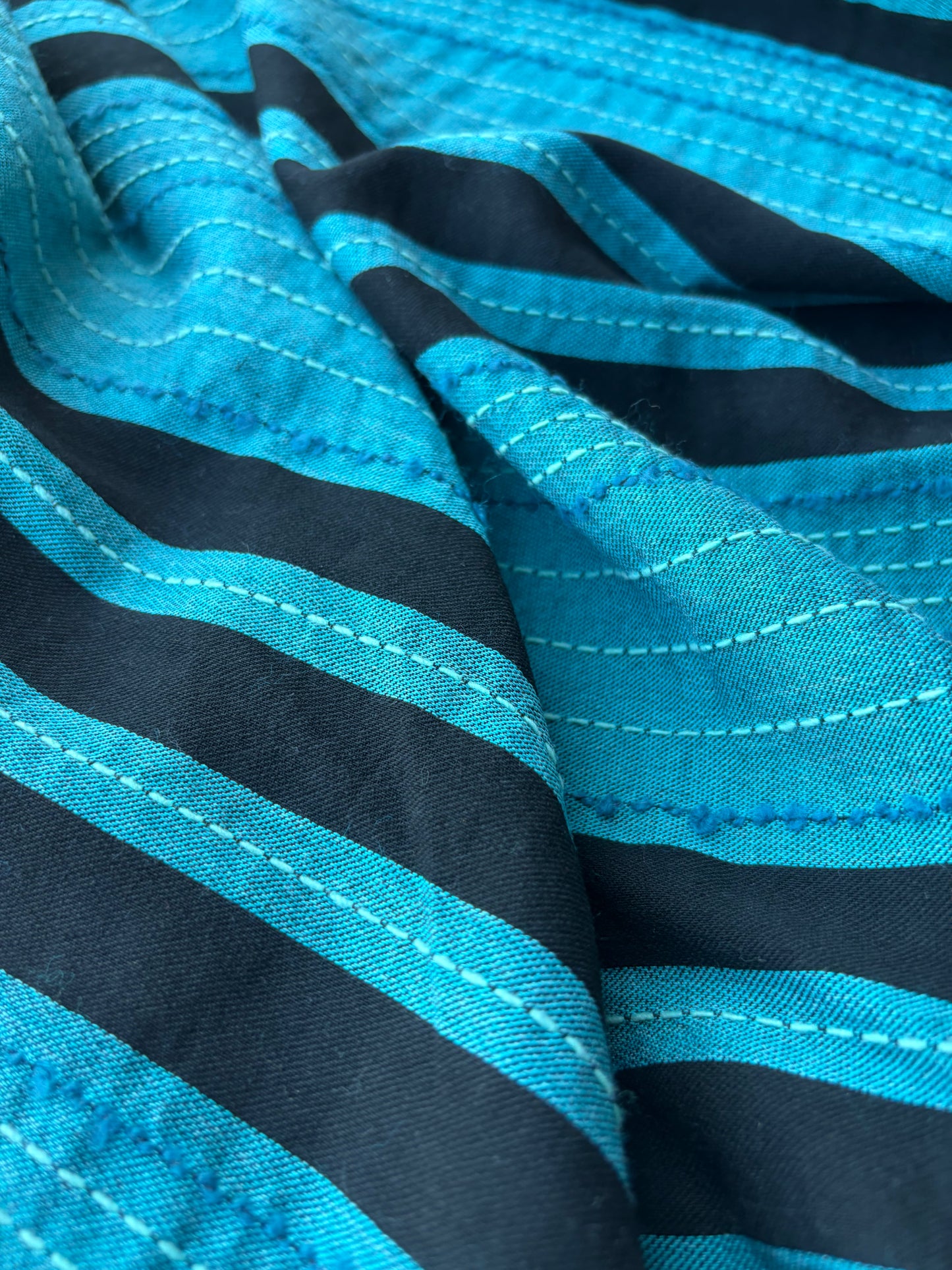 BURNS 018 petrol/black  cotton jacquard stripes