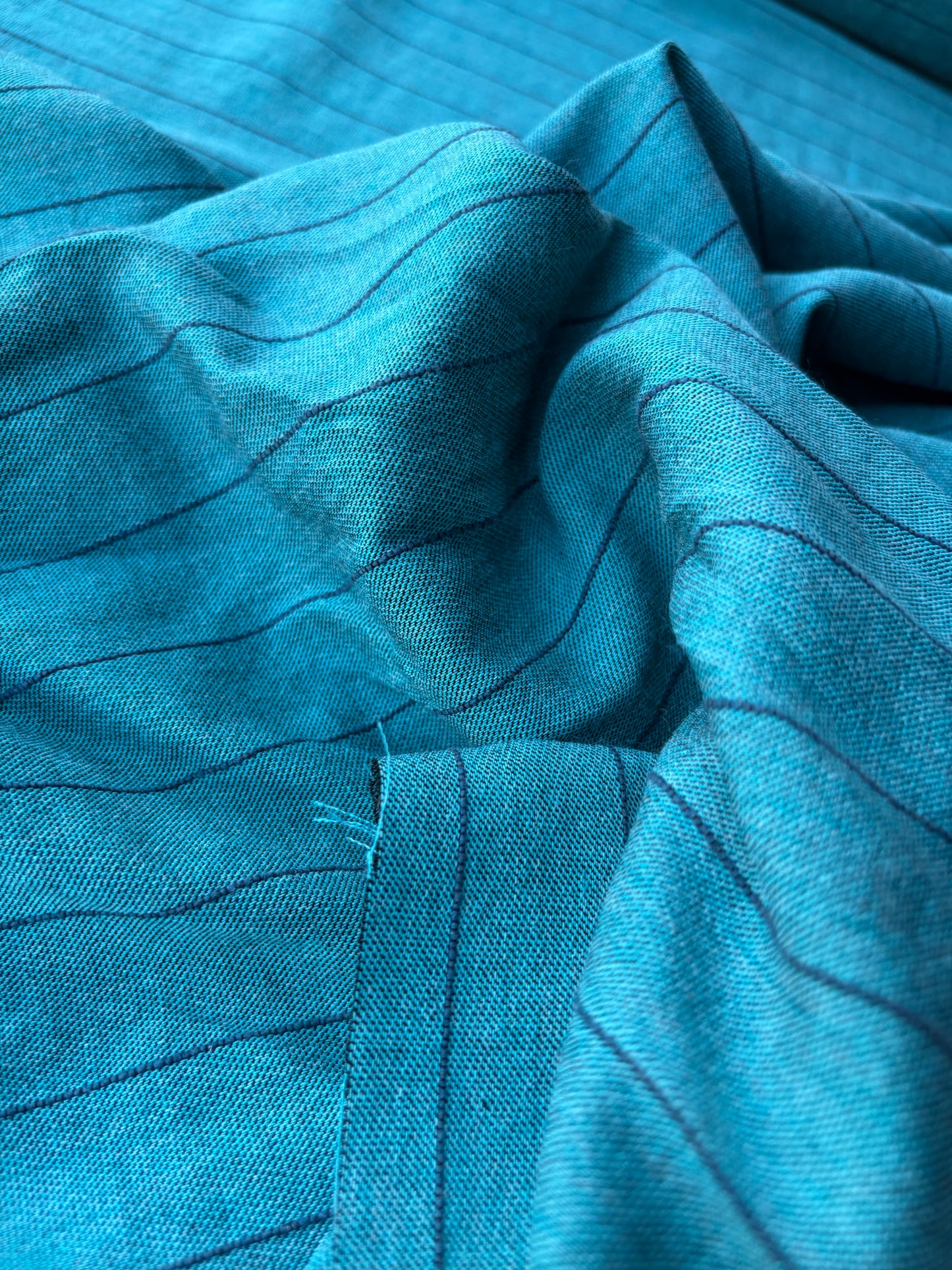 BURNS 019 petrol/navy  cotton jacquard stripes