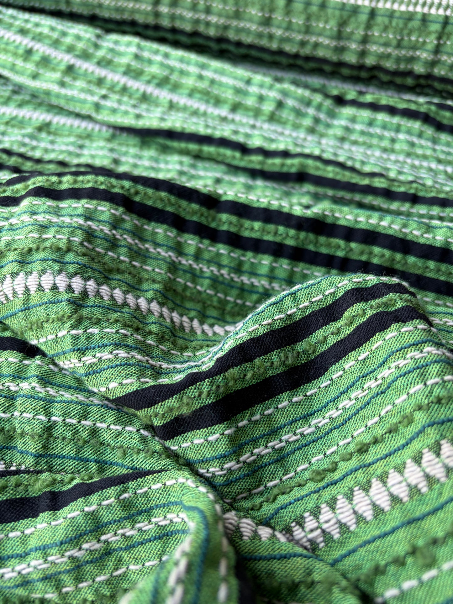 BURNS 021 green  cotton jacquard stripes
