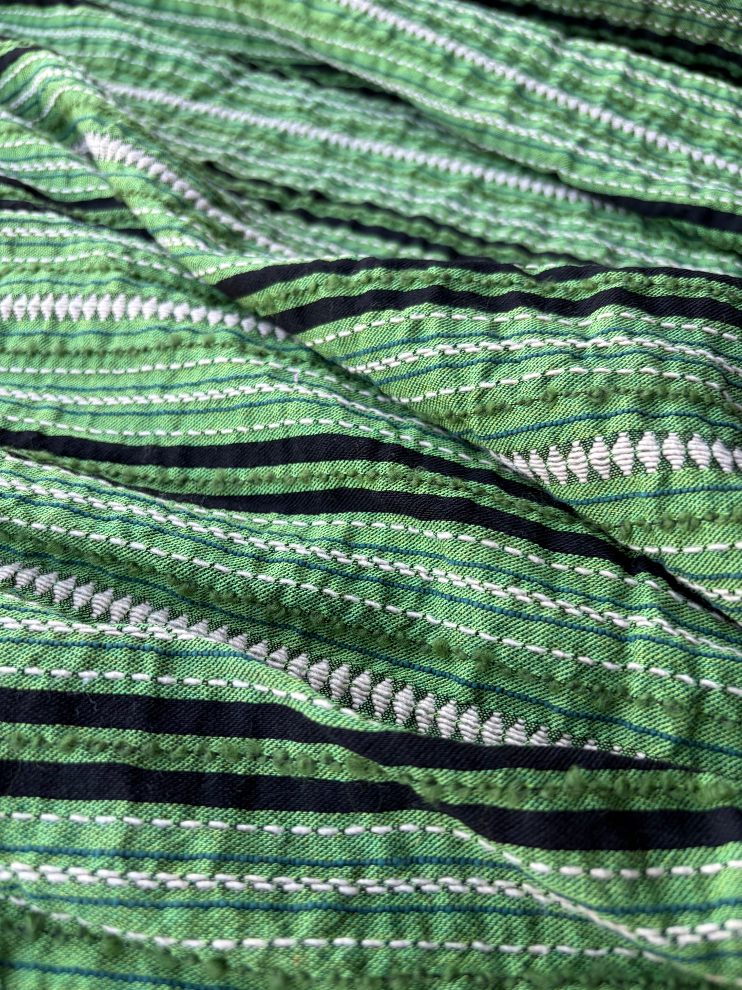BURNS 021 green  cotton jacquard stripes