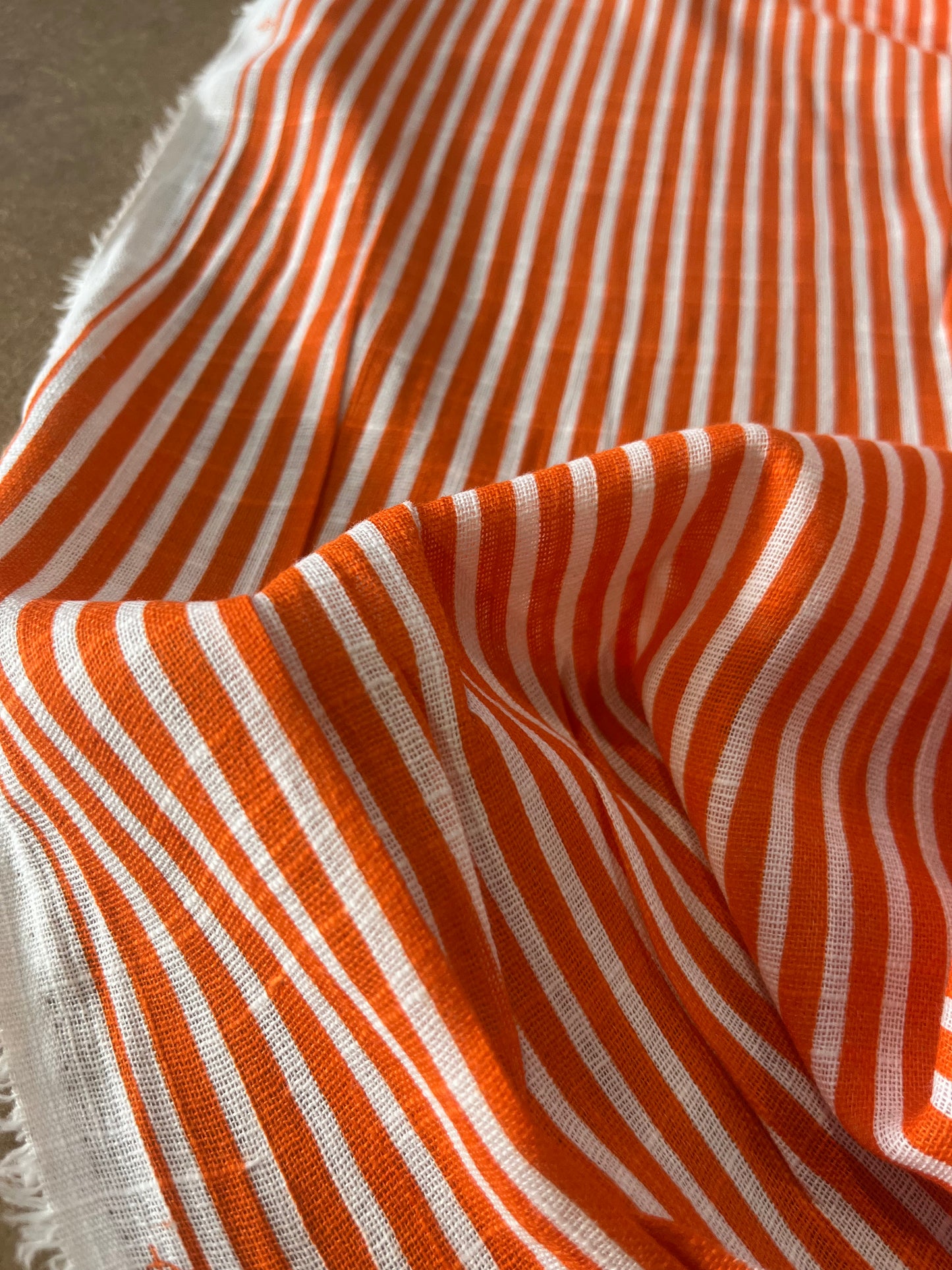 Cesare 016 cotton gaze stripes orange