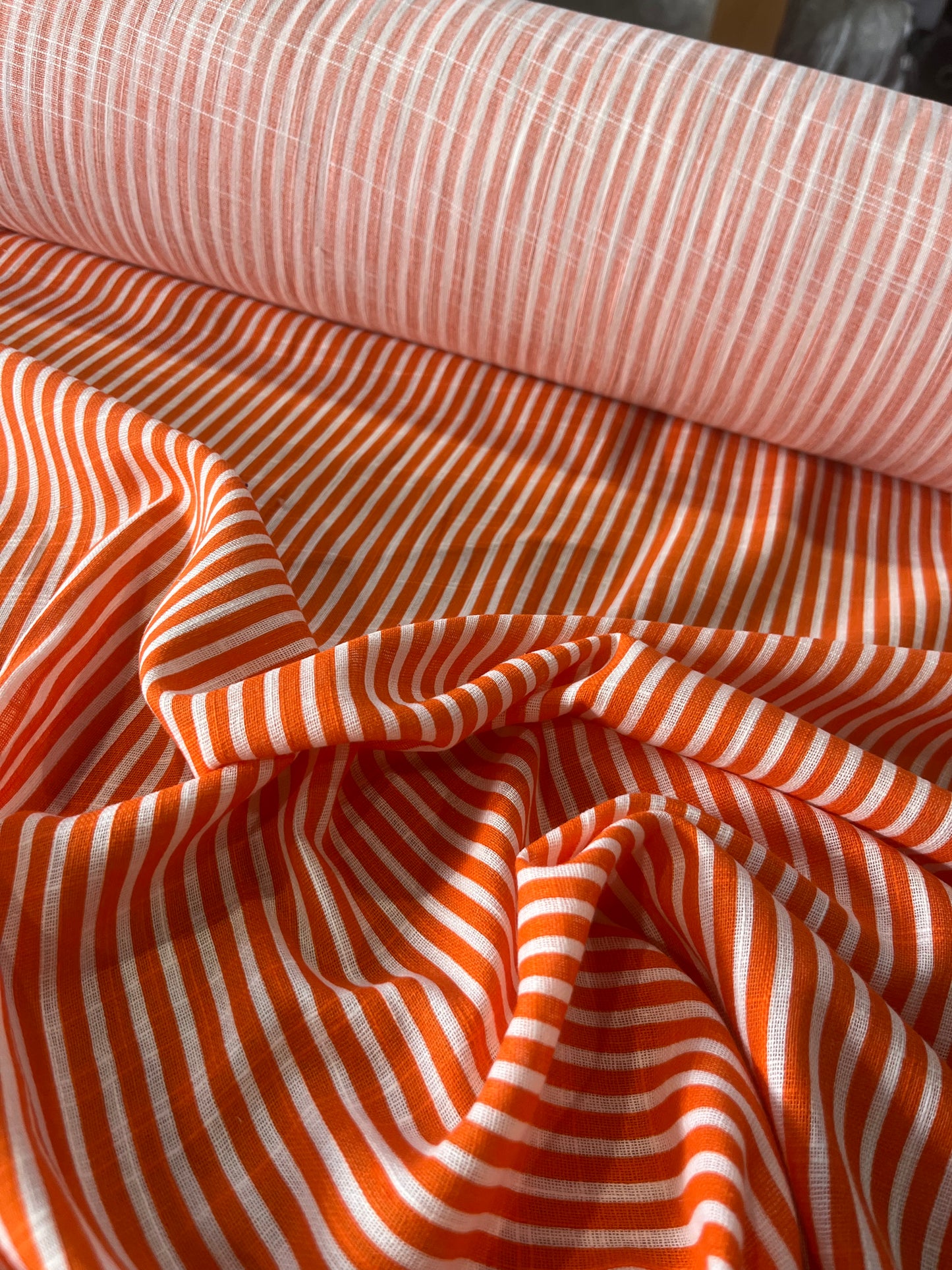 Cesare 016 cotton gaze stripes orange