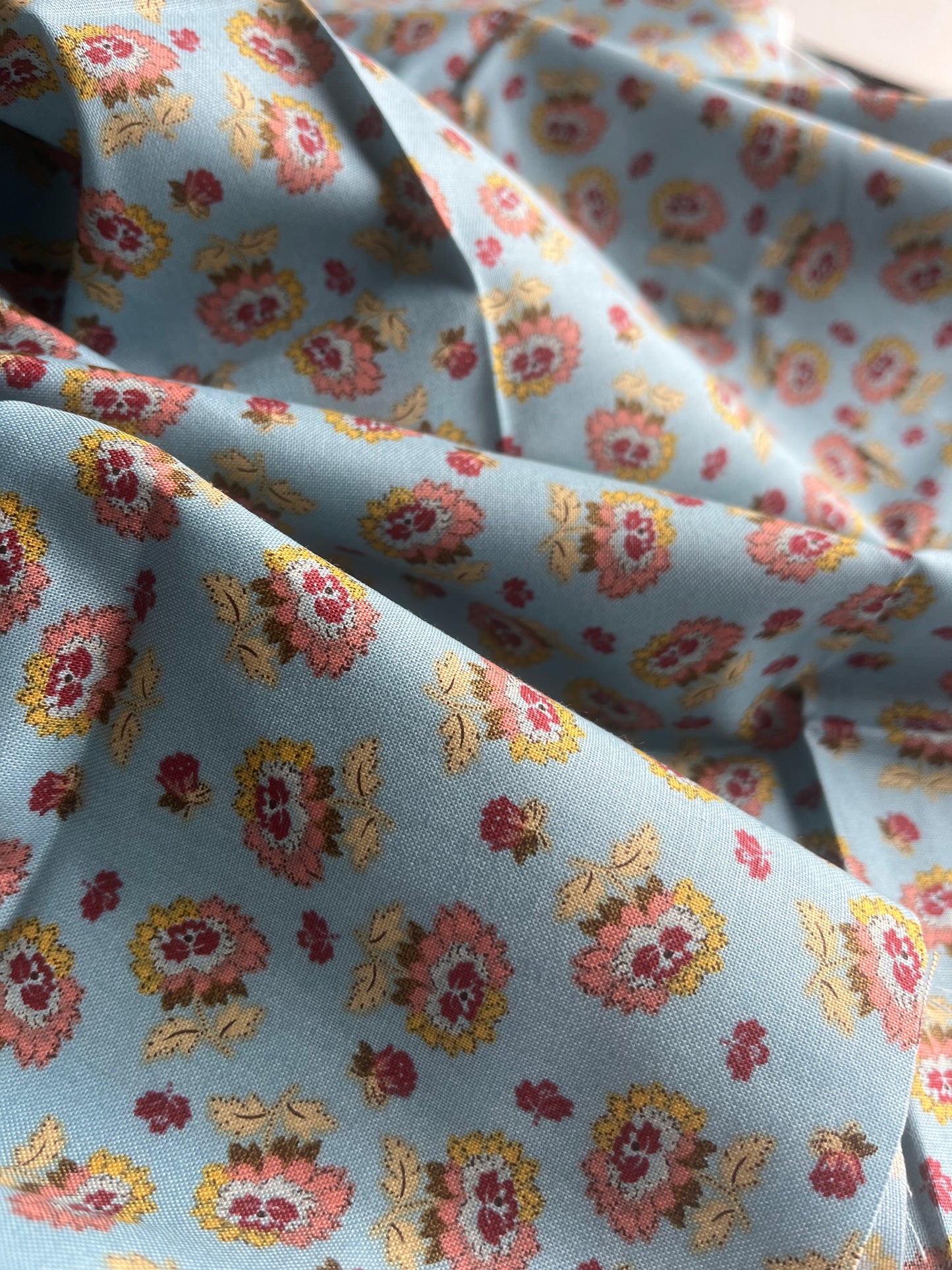 MAHARADJA 013 Indian cotton wild roses stone blue