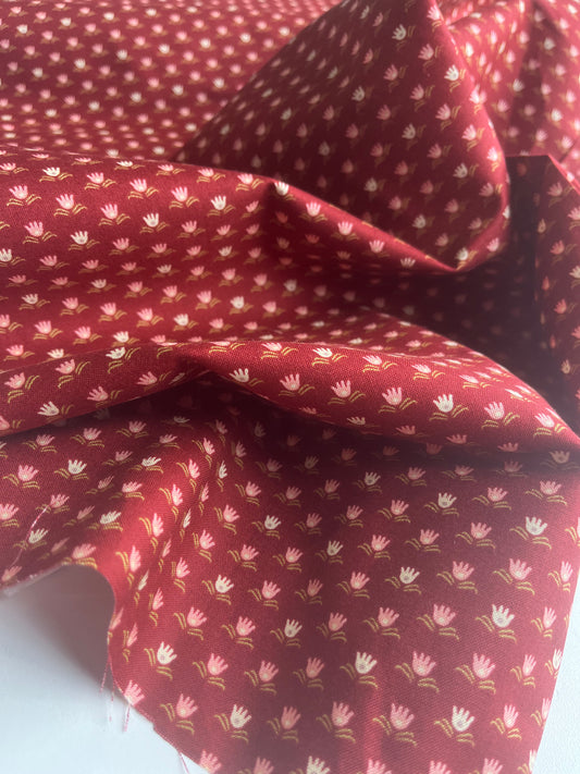 MAHARADJA 014 Indian cotton waterlilies cranberry red