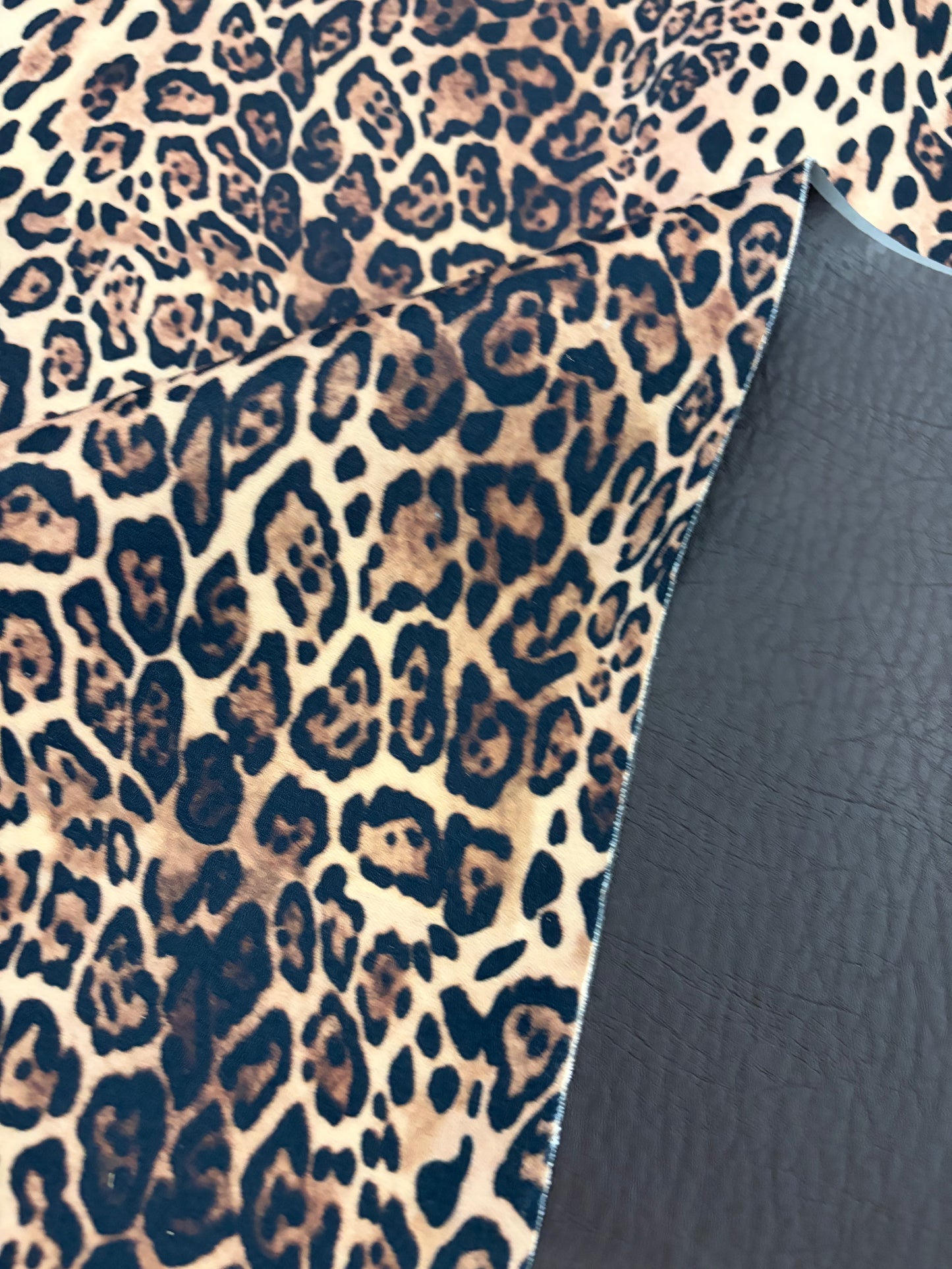 FANNY 020 fake fur leopard, brown leather