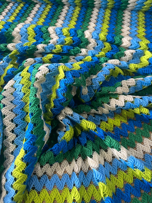 Cesare 030 cotton fantasy crochet zig-zag green/blue