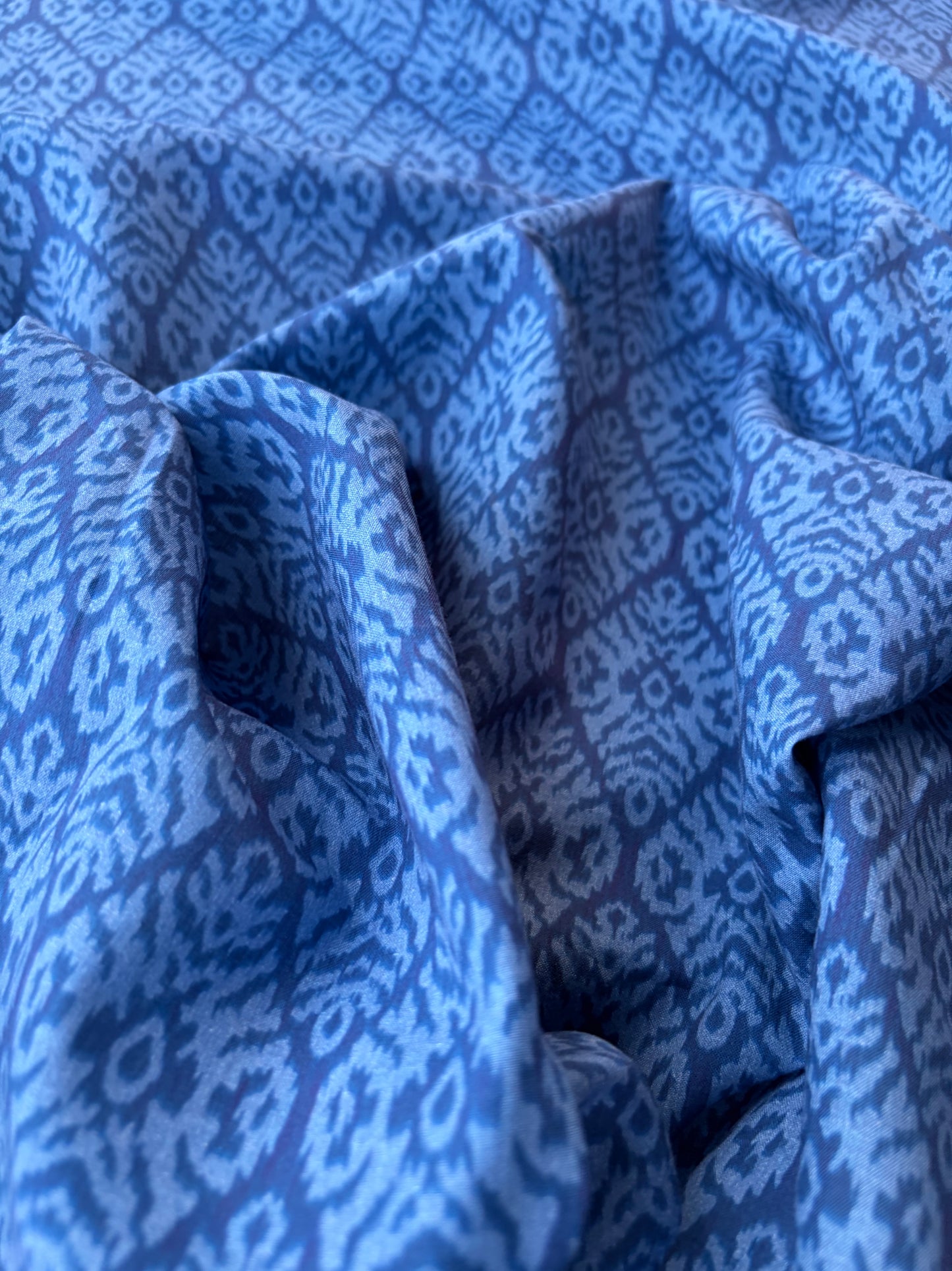 BURNS 037 ikat blue cotton voile