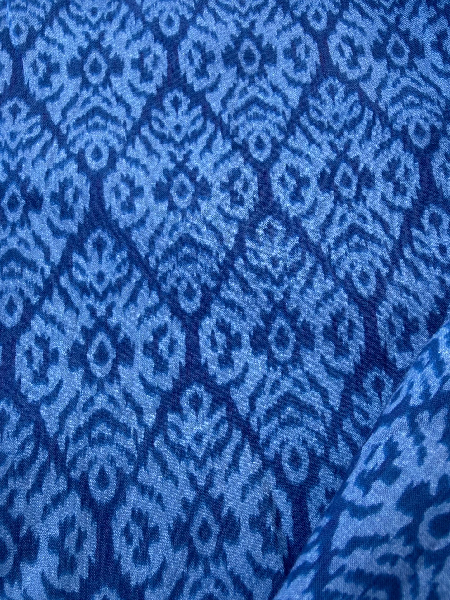 BURNS 037 ikat blue cotton voile