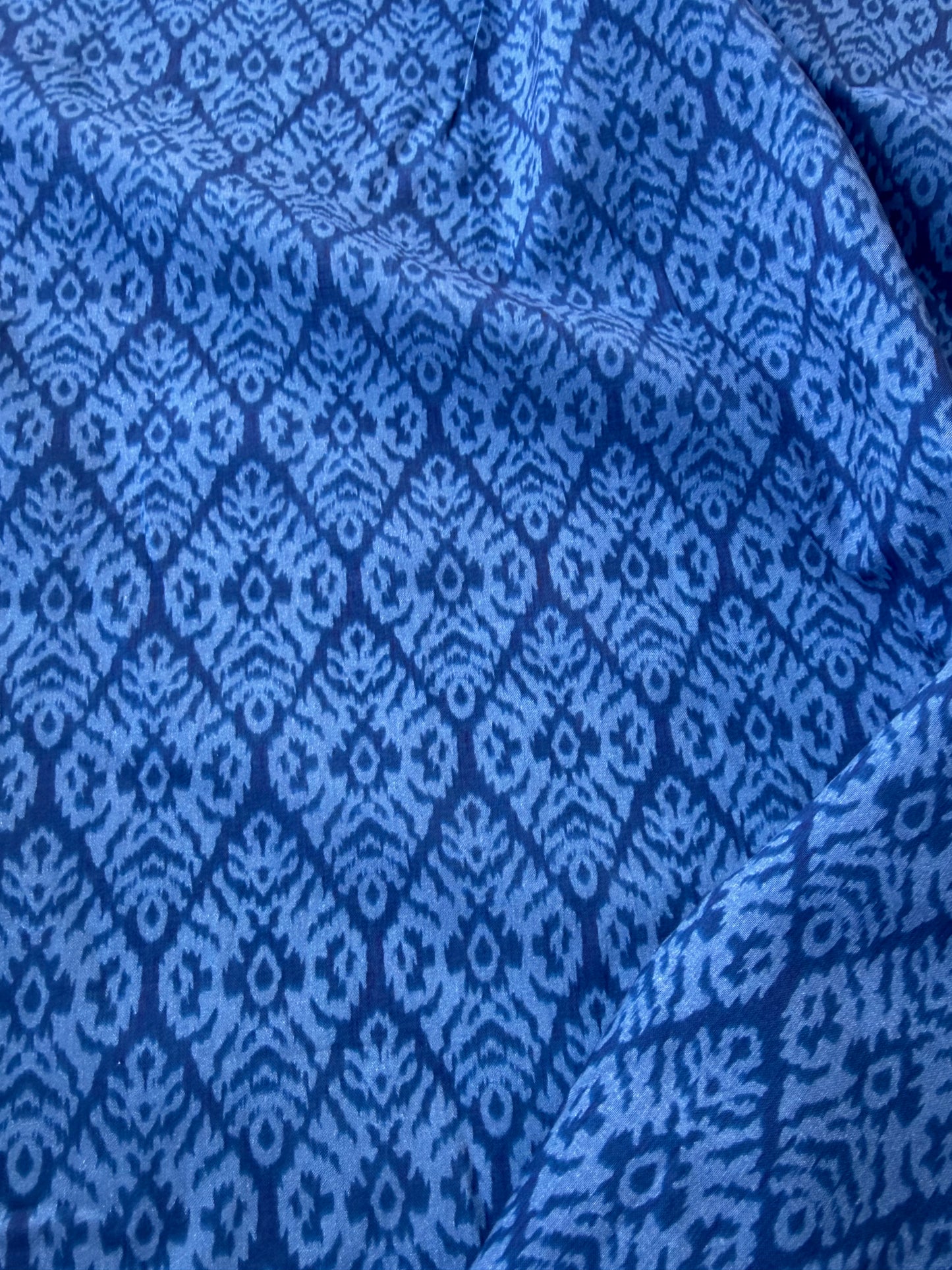 BURNS 037 ikat blue cotton voile
