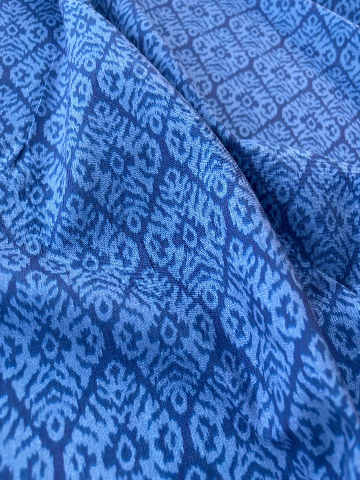 BURNS 037 ikat blue cotton voile