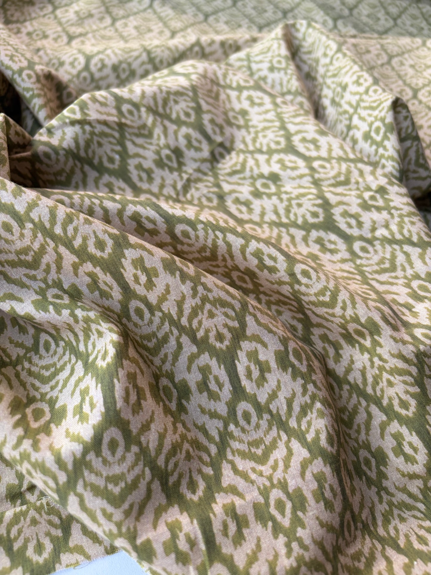 BURNS 038 ikat khaky cotton voile