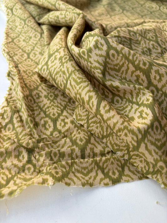 BURNS 038 ikat khaky cotton voile