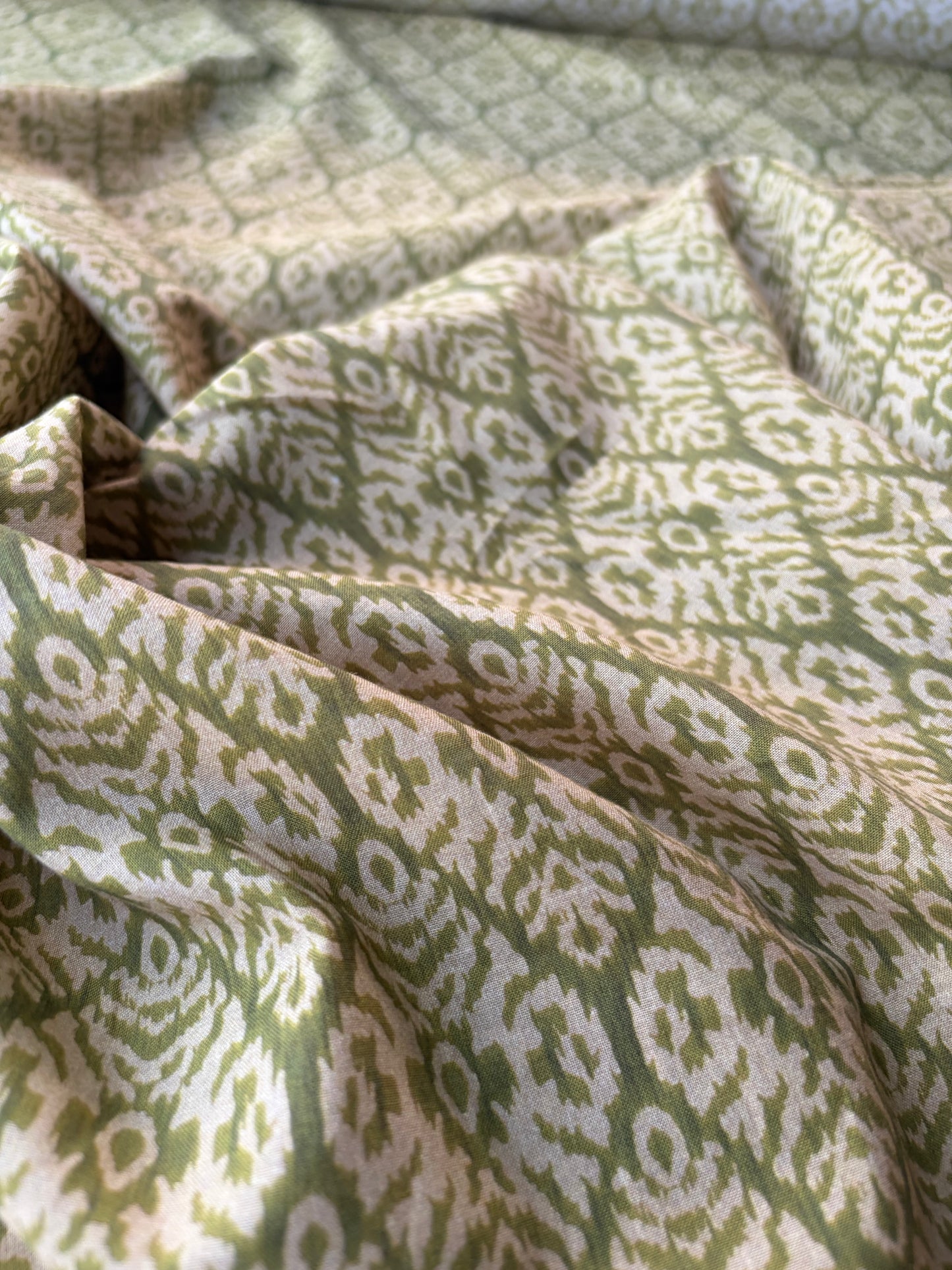 BURNS 038 ikat khaky cotton voile