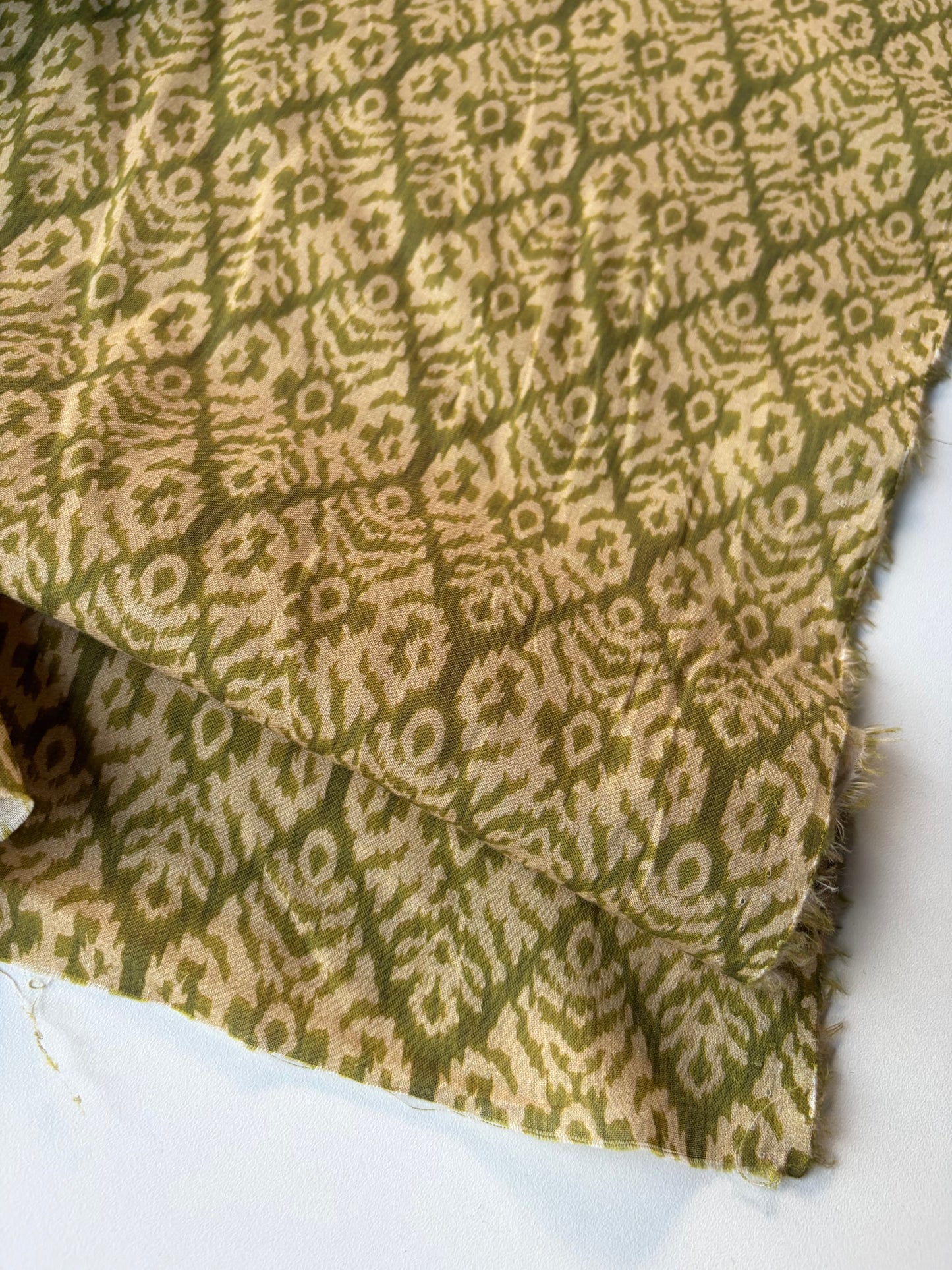 BURNS 038 ikat khaky cotton voile