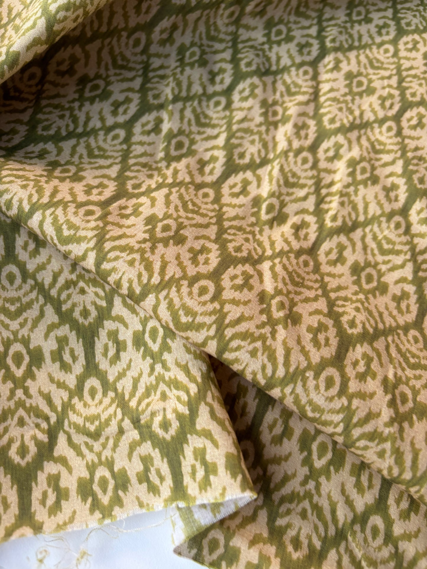 BURNS 038 ikat khaky cotton voile
