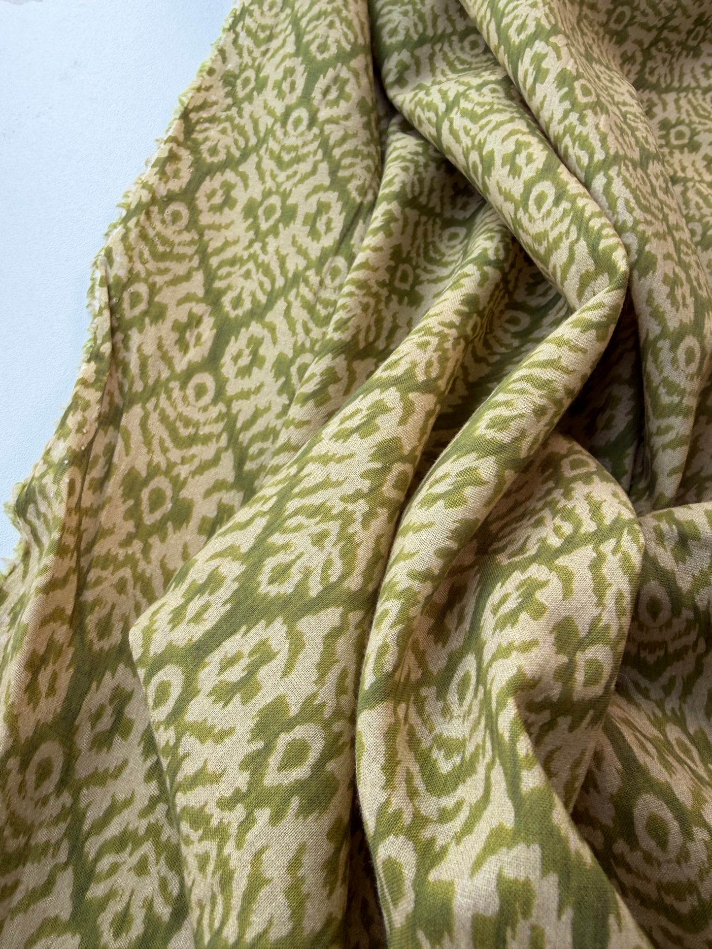 BURNS 038 ikat khaky cotton voile