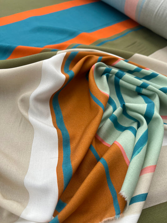 ROSARIO 002 viscose satin printed irregular stripes