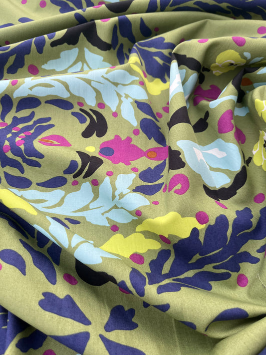 ROSARIO 005 poplin with bright green border print