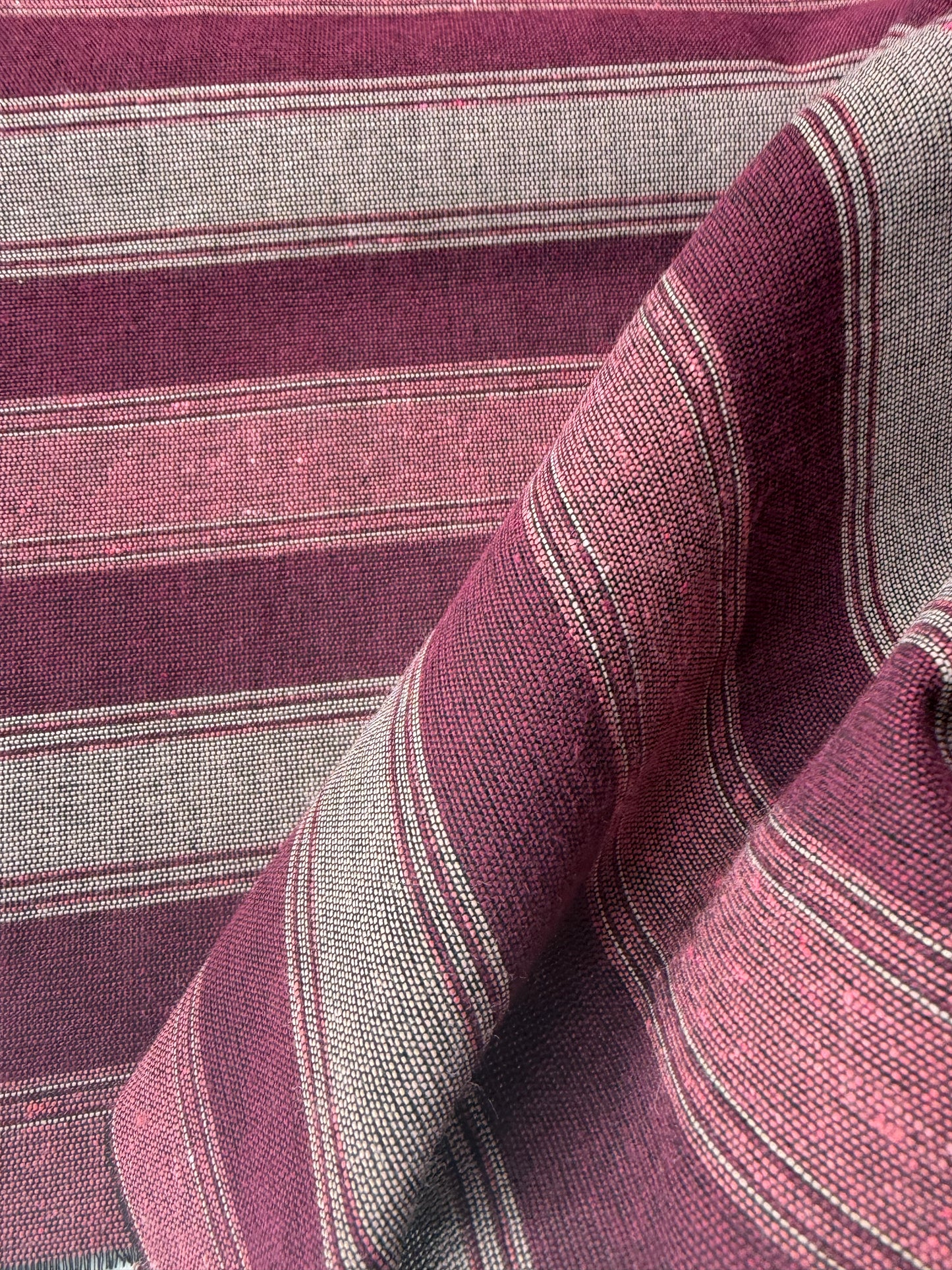 BURNS 041 burgundy cotton jacquard stripes