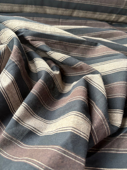 BURNS 042 brown cotton jacquard stripes