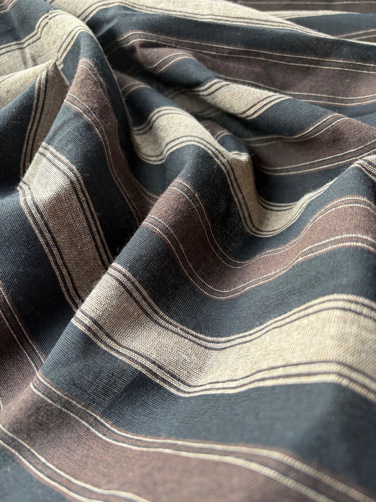 BURNS 042 brown cotton jacquard stripes