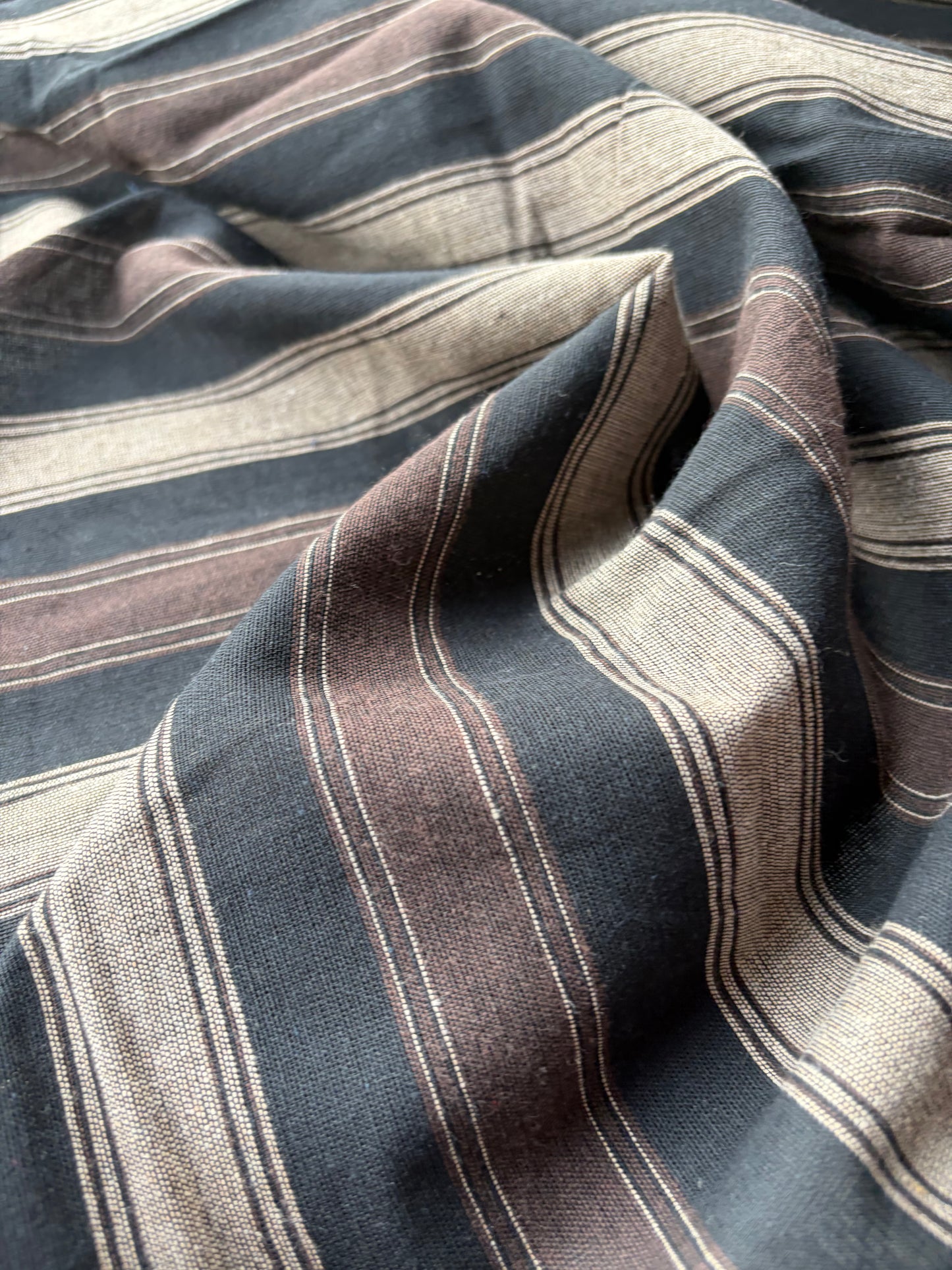 BURNS 042 brown cotton jacquard stripes