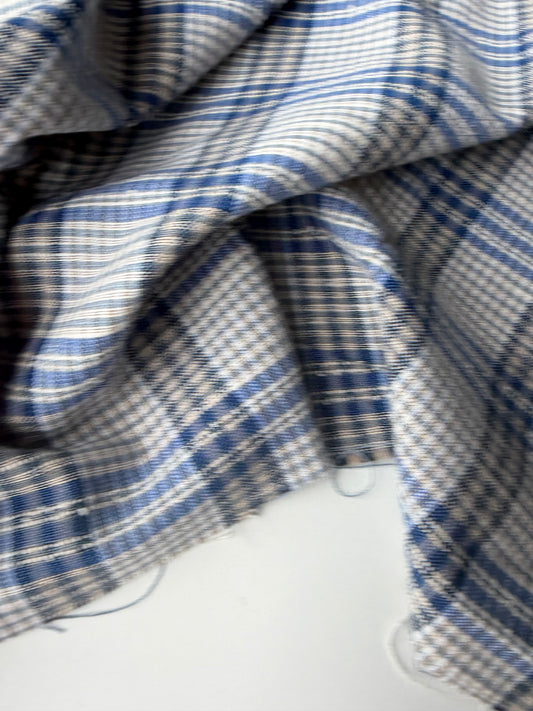 BURNS 049  indigo blue cotton linen check