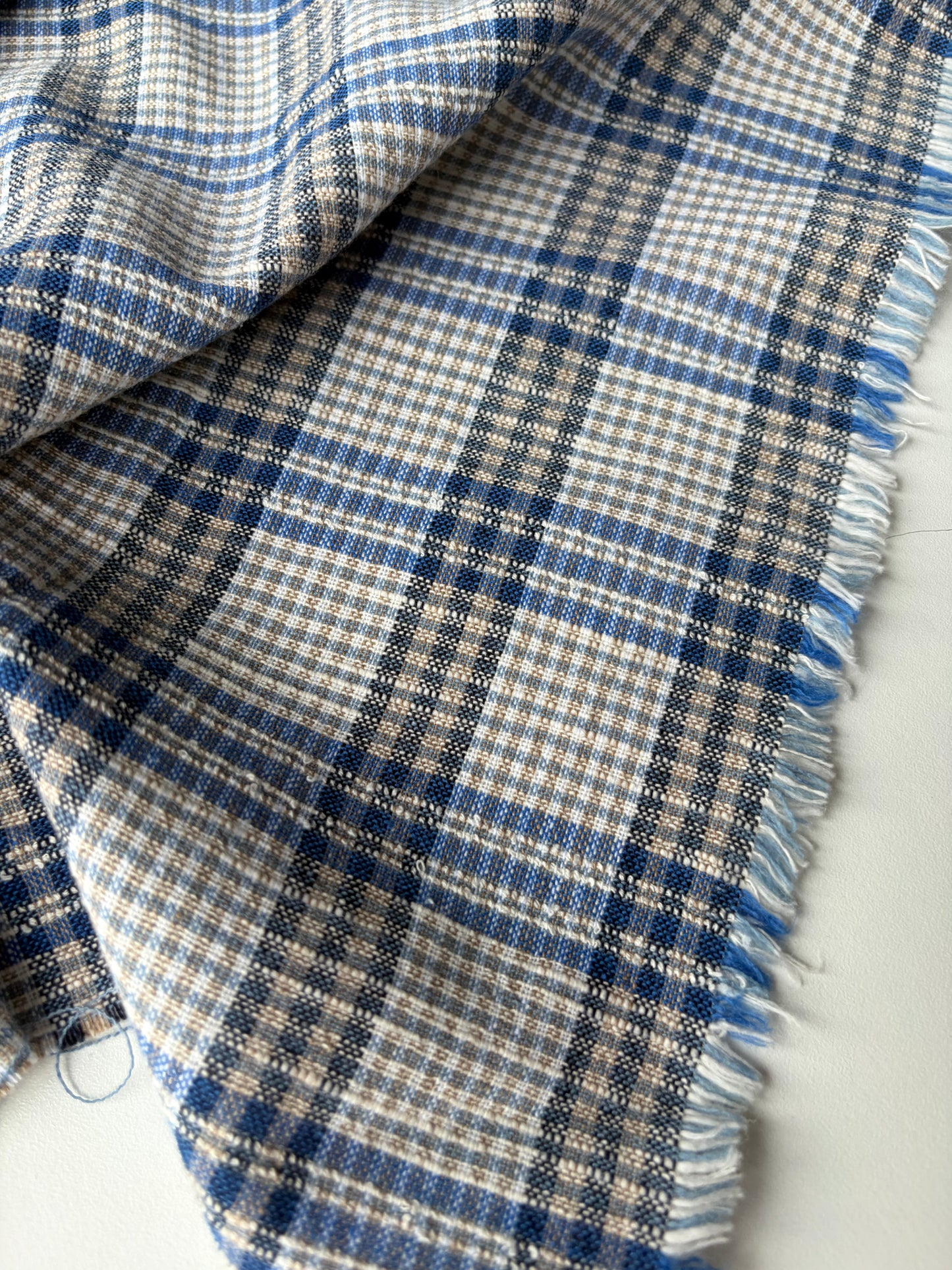 BURNS 049  indigo blue cotton linen check