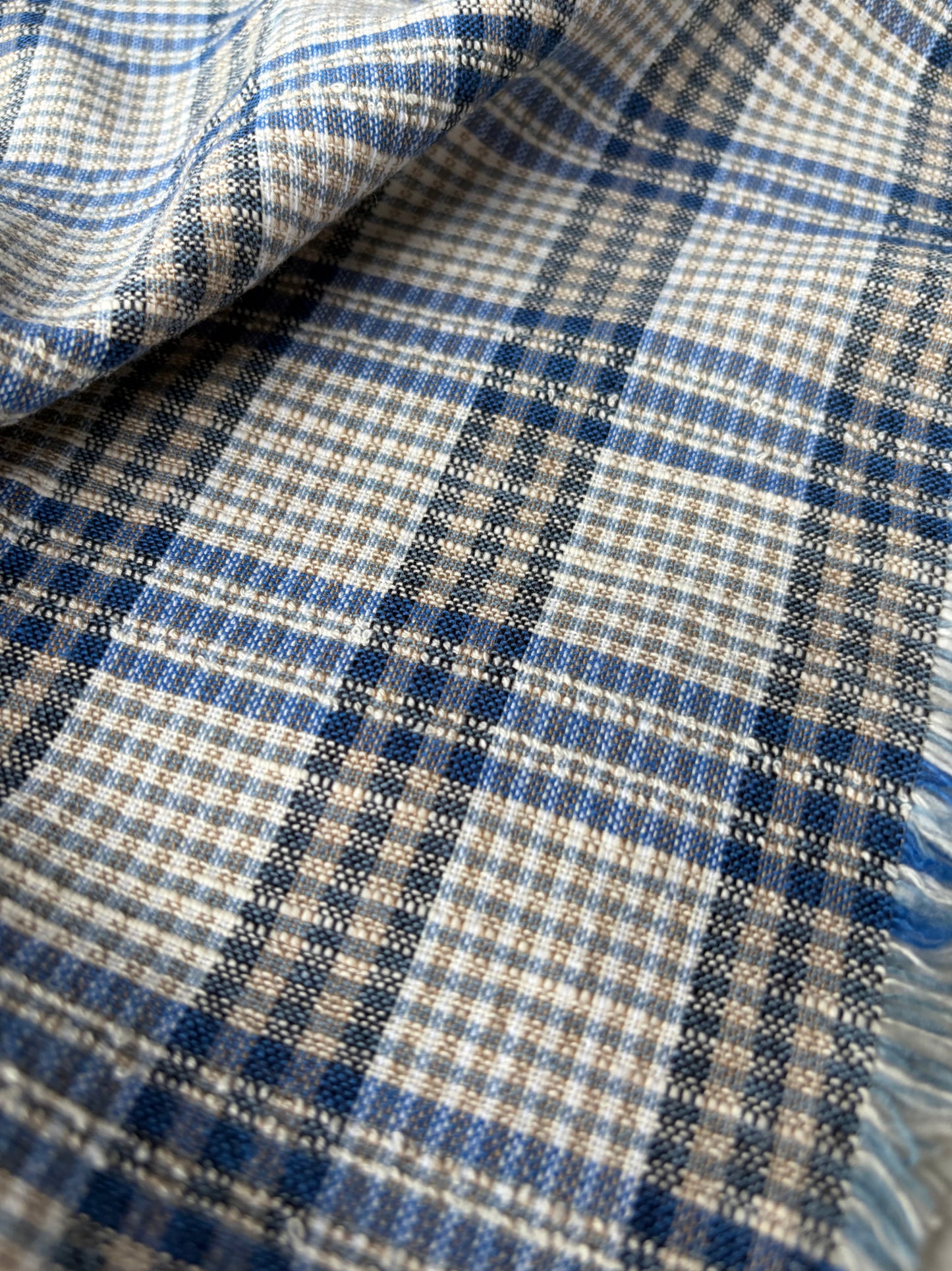 BURNS 049  indigo blue cotton linen check