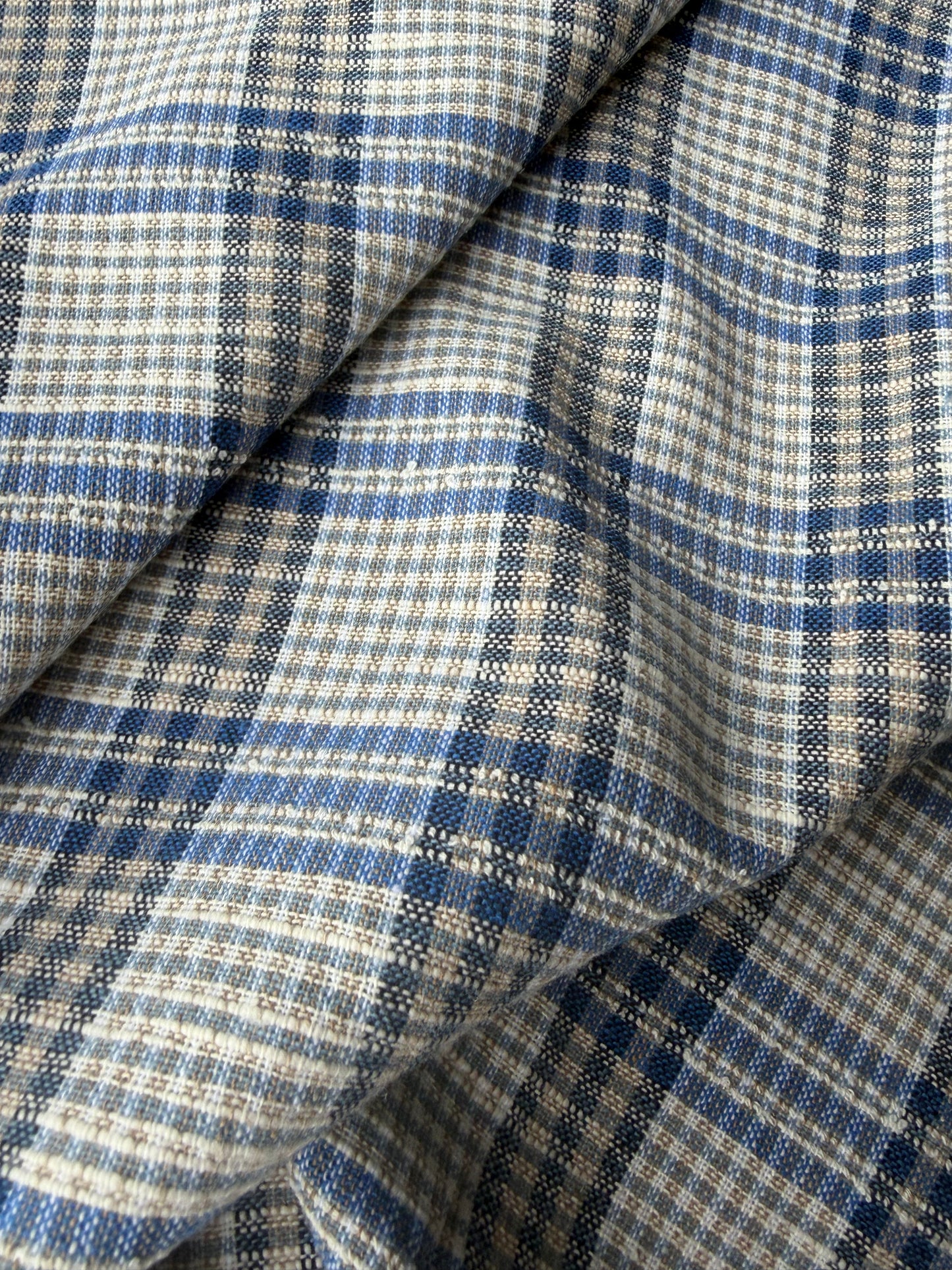 BURNS 049  indigo blue cotton linen check
