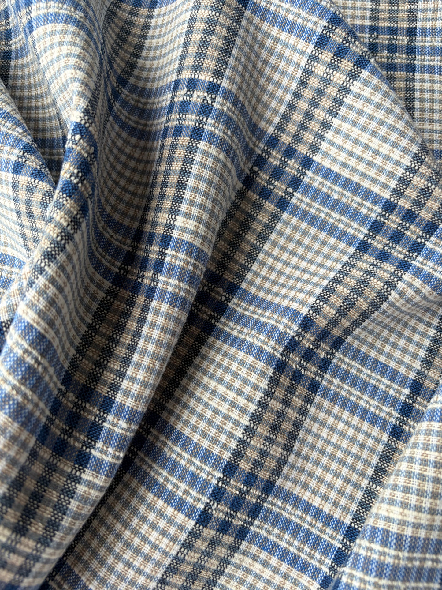 BURNS 049  indigo blue cotton linen check