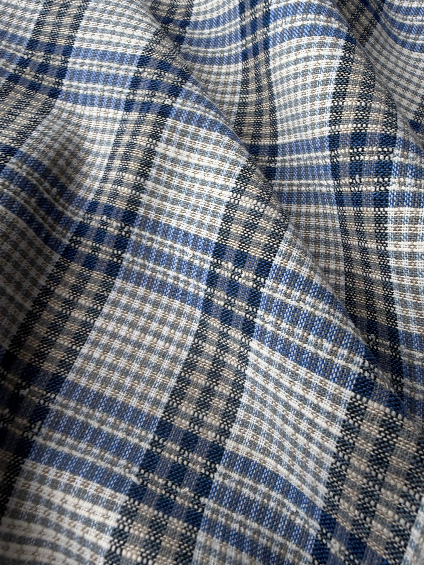 BURNS 049  indigo blue cotton linen check