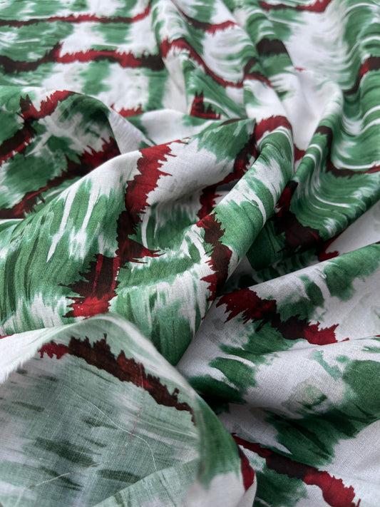 ROSARIO 019 cotton tie-dye green/red
