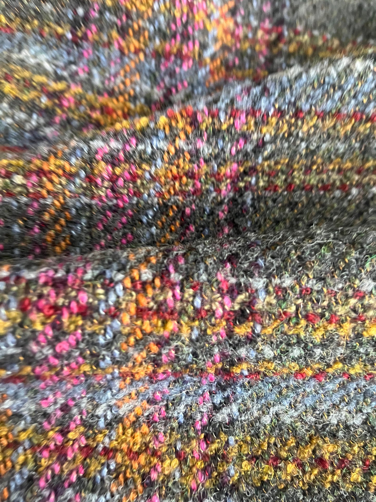 BASILE 004 heavy wool tweed petrol/orange/pink