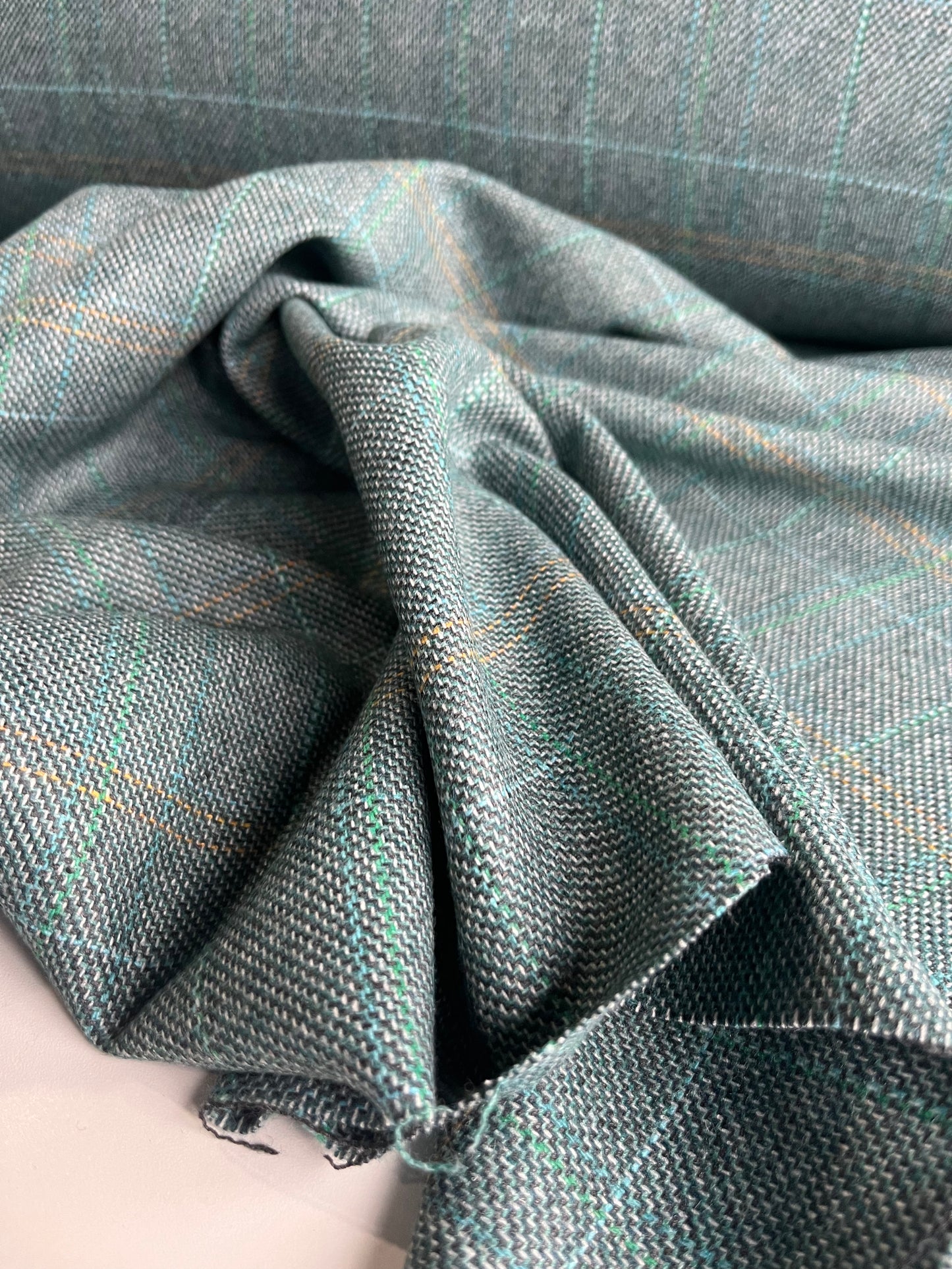 BASILE 006 heavy wool check green/grey check.